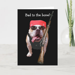 Funny Biker/Nonconformist Bull Dog Birthday Kaart