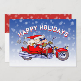 Funny Biker Santa Claus Holiday Greeting Card Kaart