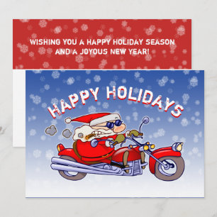 Funny Biker Santa Claus Holiday Greeting Card Kaart