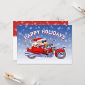 Funny Biker Santa Claus Holiday Greeting Card Kaart (Voorkant / Achterkant in situ)