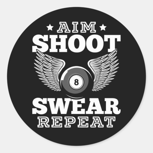 Funny Billard Retro 8 Ball Gezegde Ronde Sticker (Voorkant)