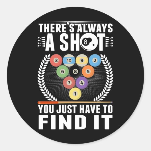 Funny Billiard Joke Snooker Pool Player Ronde Sticker (Voorkant)