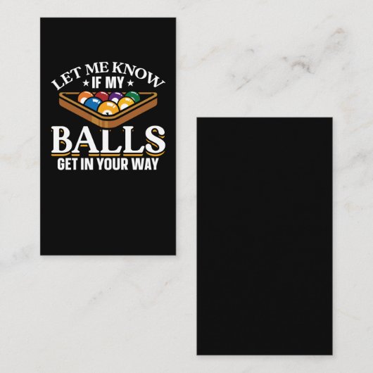 Funny Billiards citeert poolspelers Visitekaartje (Voorkant / Achterkant)