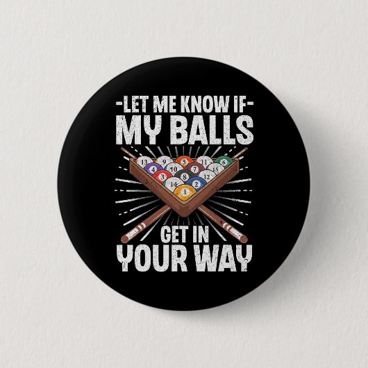 Funny Billiards Design for Men Billiard Pool Ronde Button 5,7 Cm (Voorkant)
