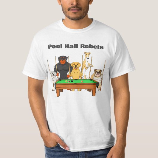 Funny Billiards Dog Team Pool Hall Rebels T-shirt (Voorkant)