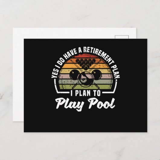Funny billiards player Ja, ik heb een pensioen Briefkaart (Voorkant / Achterkant)
