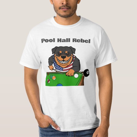 Funny Billiards Pool Hall Rebel Rottweiler T-shirt (Voorkant)