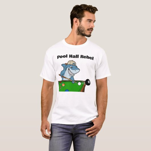 Funny Billiards Pool Hall Rebel T-shirt (Voorkant volledig)