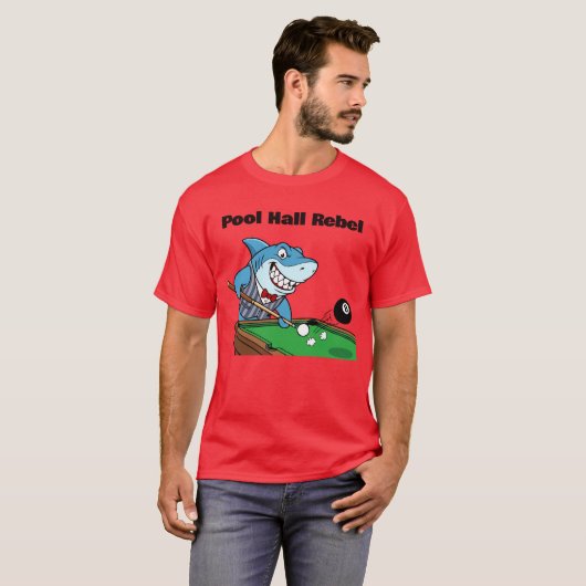 Funny Billiards Pool Hall Rebel T-shirt (Voorkant volledig)