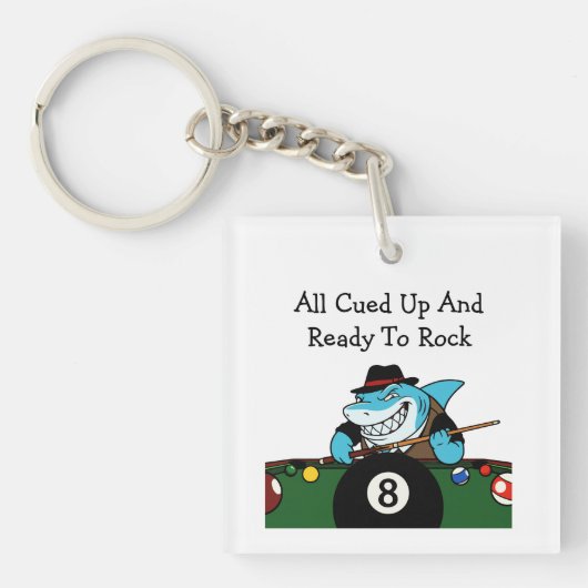 Funny Billiards Pool Hall Theme Keychains Sleutelhanger (voorkant)
