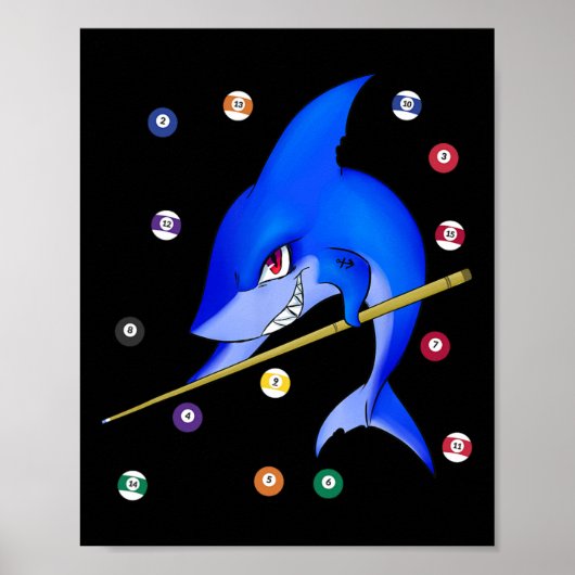 Funny Billiards Pool Shark Male Poster (Voorkant)