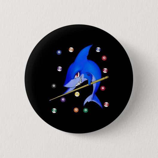 Funny Billiards Pool Shark Male Ronde Button 5,7 Cm (Voorkant)