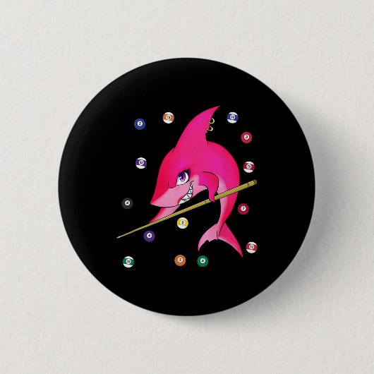 Funny Billiards Pool Shark Vrouw Ronde Button 5,7 Cm (Voorkant)