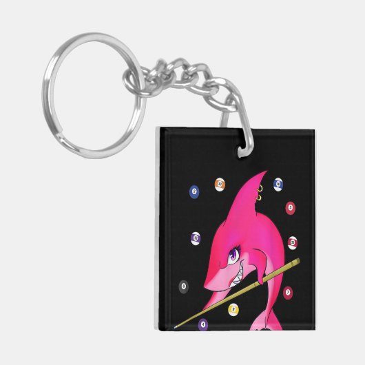Funny Billiards Pool Shark Vrouw Sleutelhanger (Voorkant Links)
