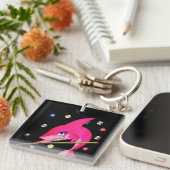 Funny Billiards Pool Shark Vrouw Sleutelhanger (Voorkant Rechts)