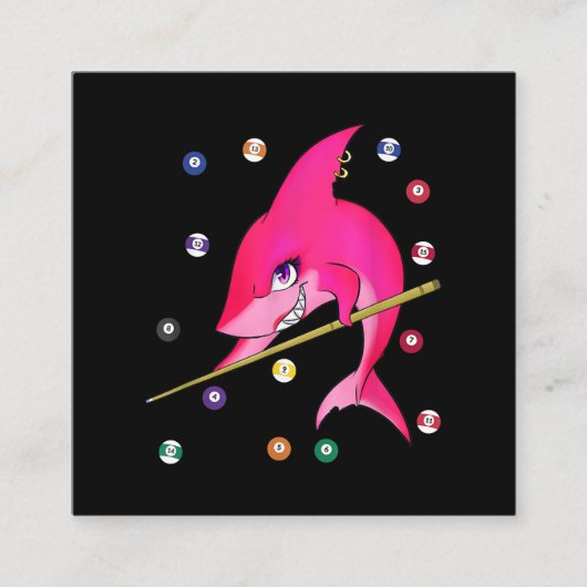 Funny Billiards Pool Shark Vrouw Vierkante Visitekaartje (Voorkant)