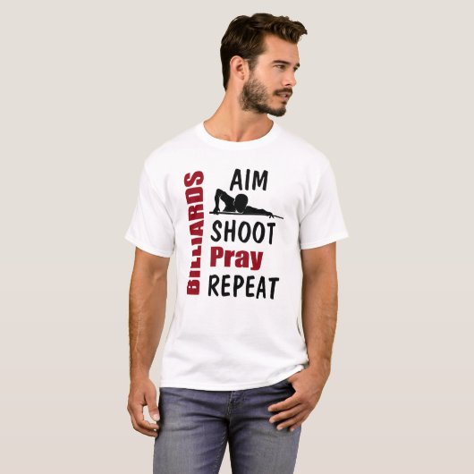 Funny Billiards Pool Shooting Aiming T-shirt (Voorkant volledig)