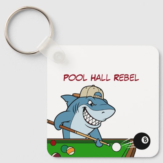 Funny Billiards Shark Pool Hall Rebel Keychains Sleutelhanger (Voorkant)