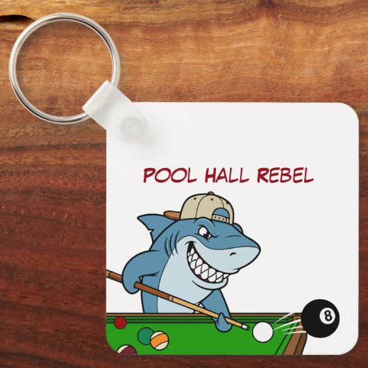 Funny Billiards Shark Pool Hall Rebel Keychains Sleutelhanger (Voorkant)