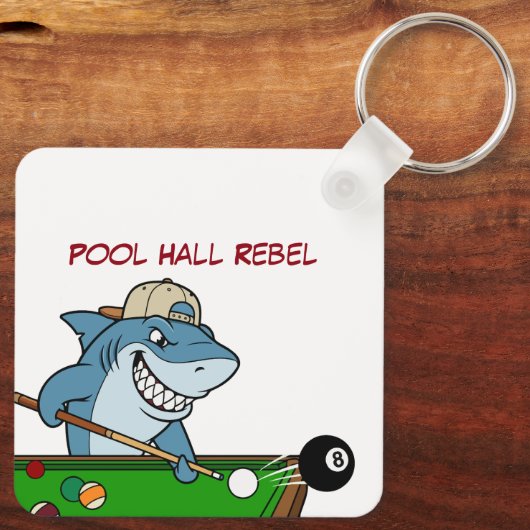 Funny Billiards Shark Pool Hall Rebel Keychains Sleutelhanger (Achterkant)