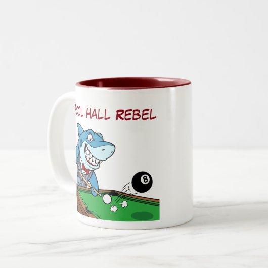 Funny Billiards Shark Rebel Coffee Mugs Tweekleurige Koffiemok (Voorkant links)