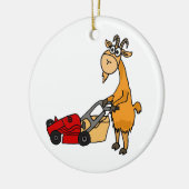 Funny Billy Goat Pushing Lawn Mower Cartoon Keramisch Ornament (Links)