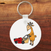 Funny Billy Goat Pushing Lawn Mower Cartoon Sleutelhanger (Voorkant)