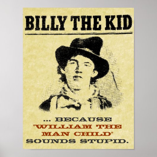 Funny Billy het Kind "Gezocht" Poster (Voorkant)