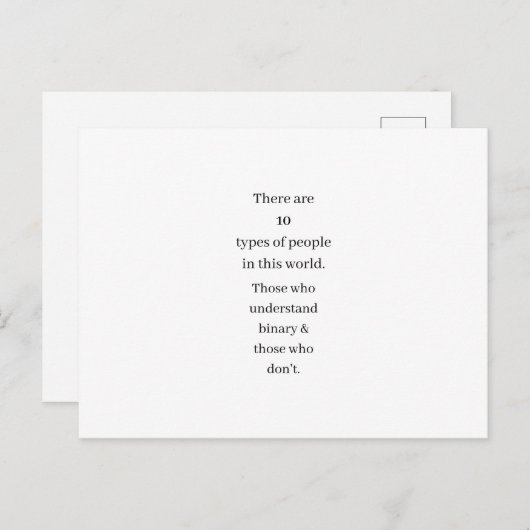 Funny Binary Wiskunde Computing Joke Gift Briefkaa Briefkaart (Voorkant / Achterkant)