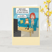 Funny Binge Champion met bruine kat Birthday Kaart (Gele Bloem)