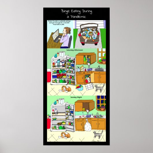 Funny Binge Eating Tijdens een pandemie Poster (Voorkant)