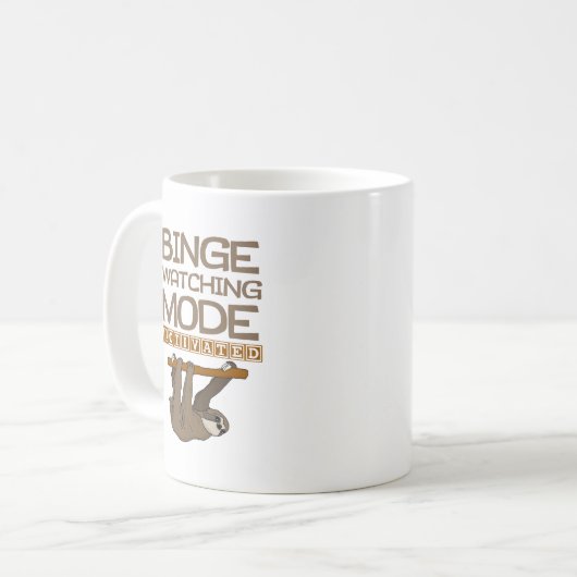 Funny Binge Watching Mode geactiveerd Sloth Koffiemok (Voorkant links)