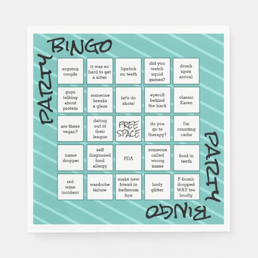 Funny Bingo Blauwgroen Moderne Partij Servet (Voorkant)