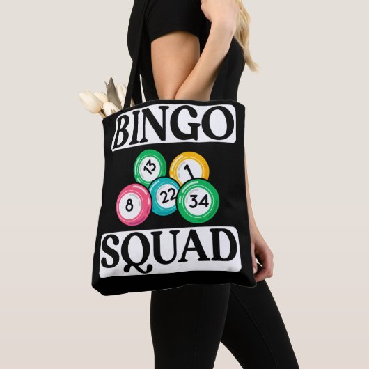 Funny Bingo Squad Gezegde Bingo Tote Bag (Dichtbij)