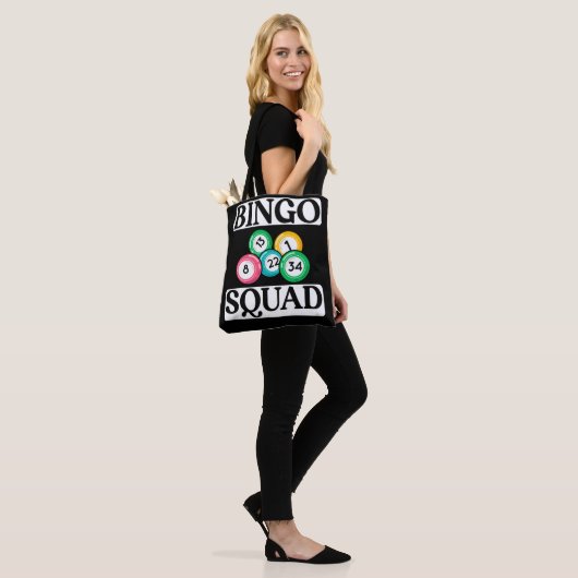 Funny Bingo Squad Gezegde Bingo Tote Bag (Op model)