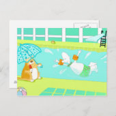 Funny binnenshuis zwemmen briefkaart (Voorkant / Achterkant)
