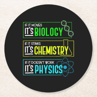 Funny Biology Chemistry Physics Science Nerd Ronde Kartonnen Onderzetter
