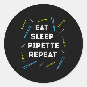 Funny Biology Eat Sleep Pipet Herhaling T Ronde Sticker