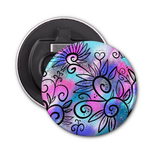 Funny bird art button flesopener (Voorkant)