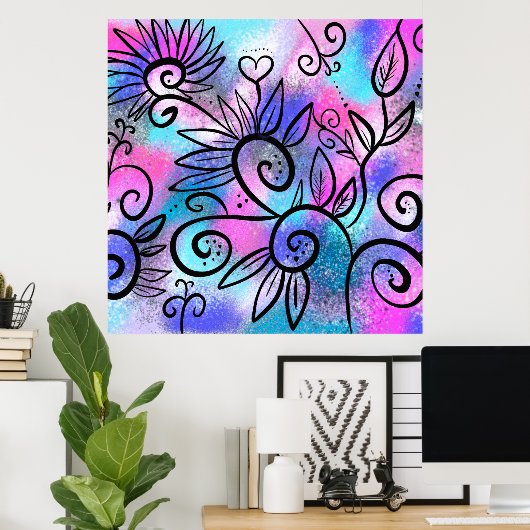 Funny bird art poster (Thuiskantoor)