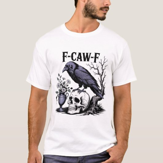 funny Bird Black Crow f-caw-f skull T-shirt (Voorkant)