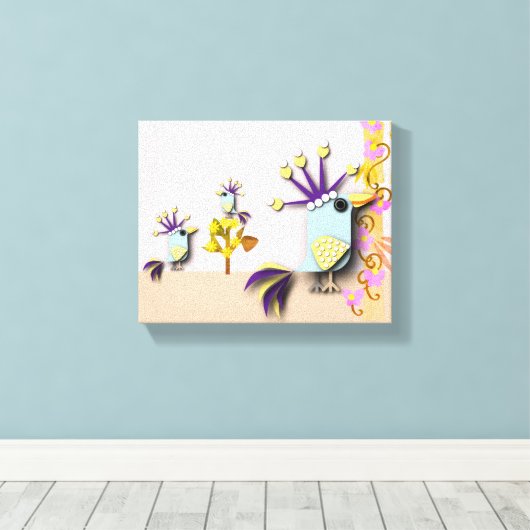 Funny Bird Canvas Afdruk (Insitu (Houten vloer))