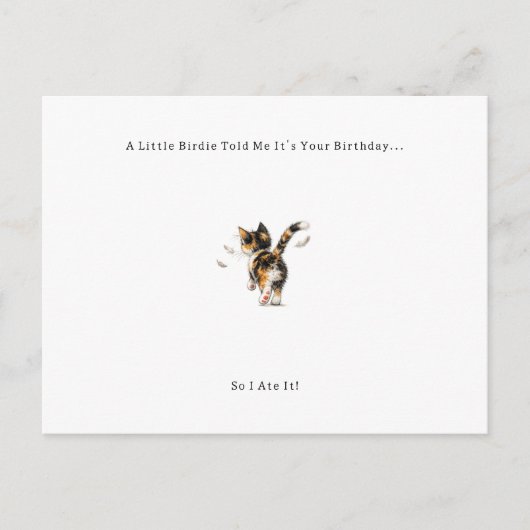 Funny Bird Cat Birthday Card. Feestdagenkaart (Voorkant)