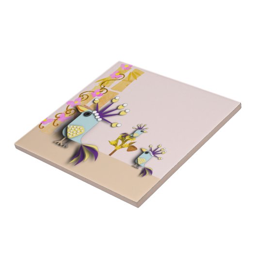 Funny Bird Ceramic Tegel Tegeltje (Zijkant)