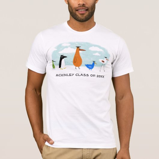 Funny Bird Graduates met  tekst T-shirt (Voorkant)