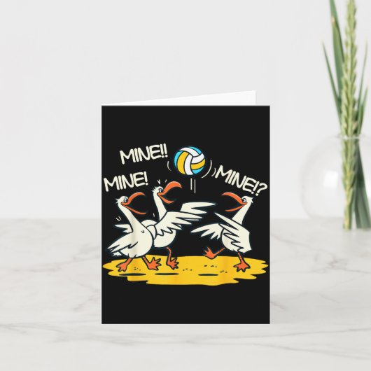 Funny Bird Playing Volleyball Mine Game Day Beach  Kaart (Voorkant)