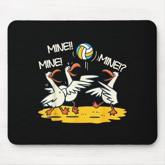 Funny Bird Playing Volleyball Mine Game Day Beach Muismat (Voorkant)