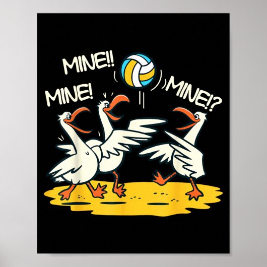 Funny Bird Playing Volleyball Mine Game Day Beach  Poster (Voorkant)