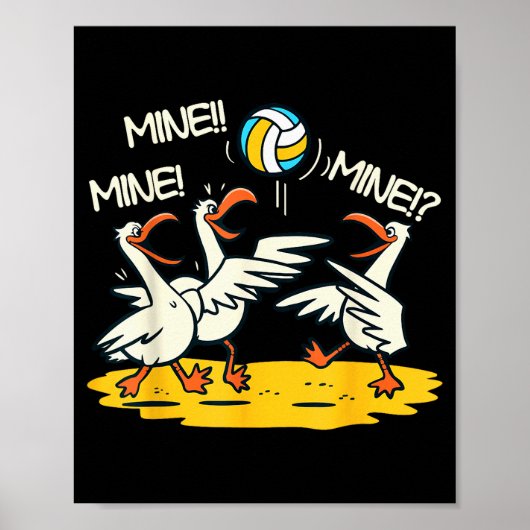 Funny Bird Playing Volleyball Mine Game Day Beach Poster (Voorkant)