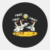 Funny Bird Playing Volleyball Mine Game Day Beach Ronde Sticker (Voorkant)